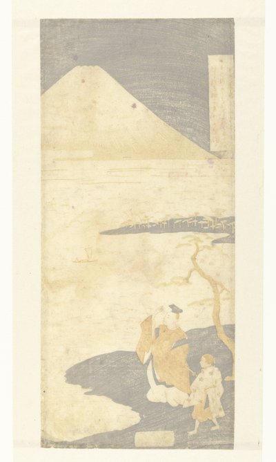Poeten Yamabe no Akahito ser på Fuji-bjerget Digte af hundrede digtere (serietitel) Hyakunin isshu no uchi (serietitel) af Suzuki Harunobu