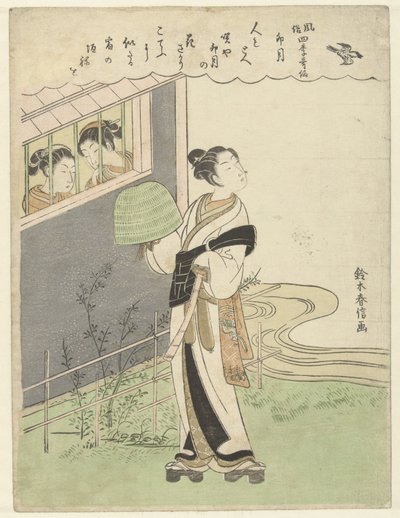 den fjerde måned Uzuki (titel på objekt) Digte om vaner og skikke i de fire årstider. (serietitel) Fuzoku shiki kasen (serietitel på objekt) af Suzuki Harunobu