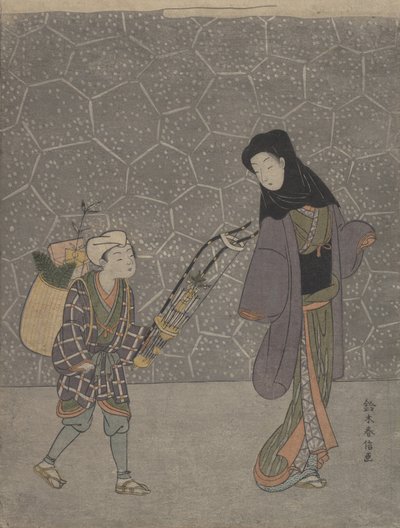 Dæmonknusende bue, ca. 1765., ca. 1765. af Suzuki Harunobu