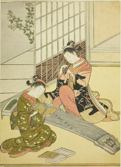 Descending Geese of the Koto Bridges (Kotoji no rakugan), fra serien "Eight Views of the Parlor (Zashiki hakkei)" af Suzuki Harunobu