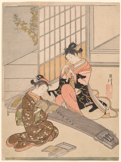 Descending Geese of the Koto Bridges (Kotoji no rakugan), fra serien "Eight Views of the Parlor (Zashiki hakkei)" af Suzuki Harunobu