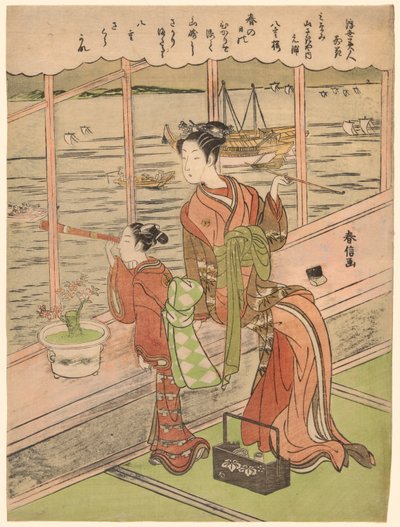 Dobbeltblomstret Cherry: Motoura of the Minami Yamasakiya (Minami Yamasakiya uchi Motoura, Yaezakura), fra serien "Beauties of the Floating World Compared to Flowers (Ukiyo bijin hana ni yosu)" af Suzuki Harunobu