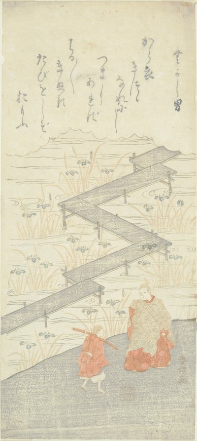 Eight-Platform Bridge (Yatsuhashi), fra "Tale of Ise (Ise Monogatari)" af Suzuki Harunobu