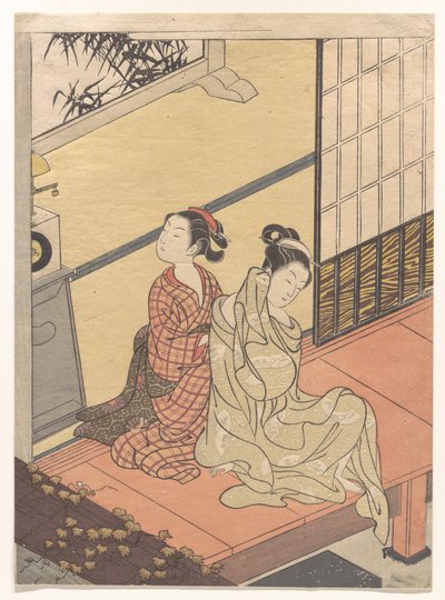 Aftenklokkens klang (Tokei no banshō), fra serien „Otte stueudsigter“ (Zashiki hakkei) af Suzuki Harunobu