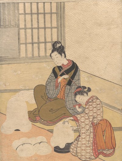 Evening Snow on the Nurioke, fra serien Eight Parlour Views, ca. 1766., ca. 1766. af Suzuki Harunobu