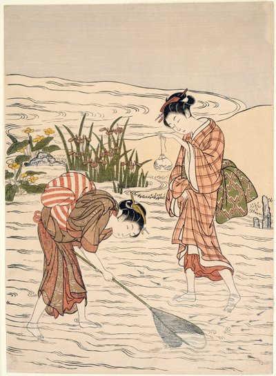 Fiskeri på lavt vand af Suzuki Harunobu