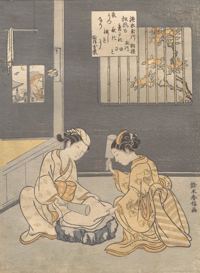 Fyldningsklud ved Jewel River Kinuta no Tamagawa, ca. 1768., ca. 1768. af Suzuki Harunobu