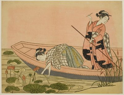 Indsamling af lotusblomster af Suzuki Harunobu