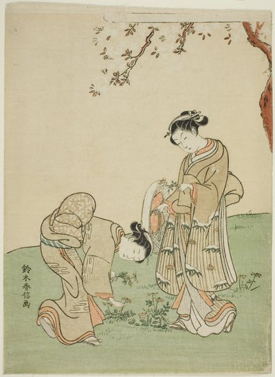 Indsamling af forårsblomster af Suzuki Harunobu