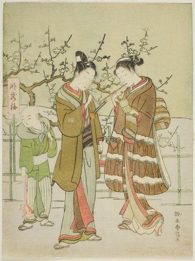 Giving a Light ved Garyubai-blommetræet af Suzuki Harunobu