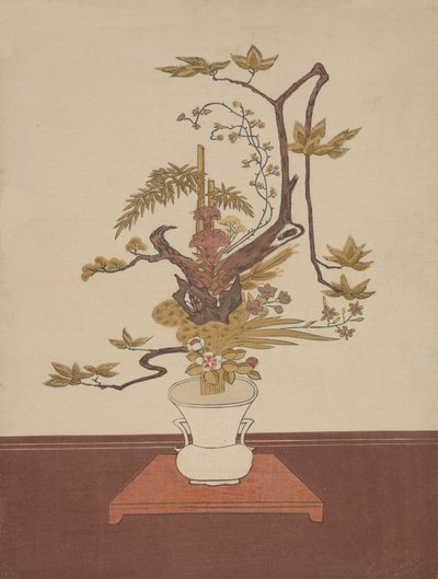 Ike Bana-blomsterarrangement i Ike-no-bo-stilen, sandsynligvis 1765., sandsynligvis 1765. af Suzuki Harunobu