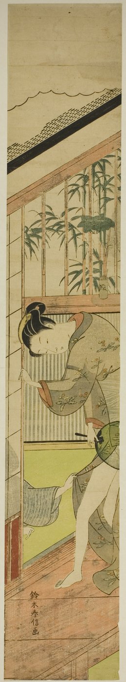 Mand trækker i en kvindes kimono af Suzuki Harunobu