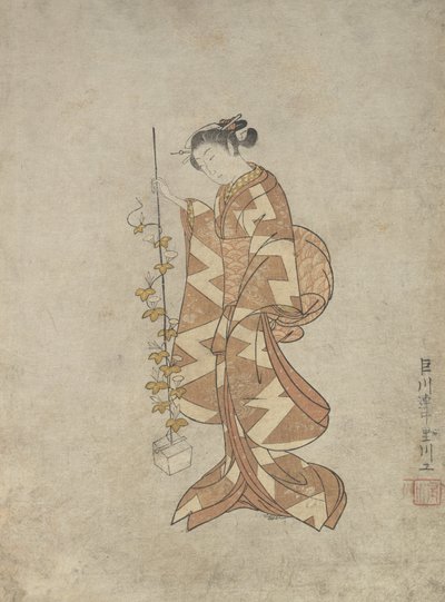 Modern Representation of the Poetess Kaga no Chiyo, ca. 1765., ca. 1765. af Suzuki Harunobu