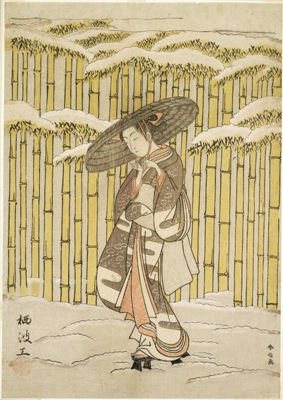 Passerer Bambuslunden af Suzuki Harunobu