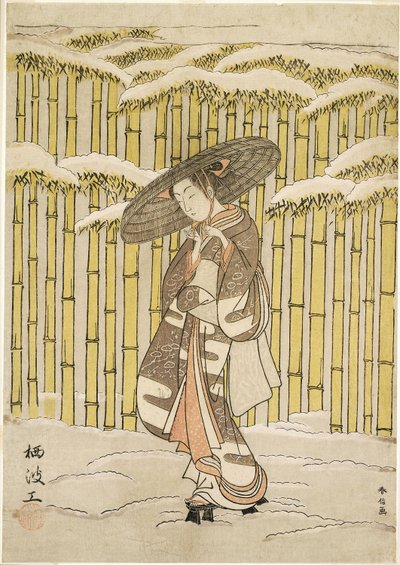 Passerer Bambuslunden af Suzuki Harunobu