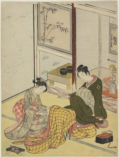 Parfumering af en kappe som en dæmpning af de fire elegante tidsfordriv, efterår 1767 (træbloktryk i farver) af Suzuki Harunobu
