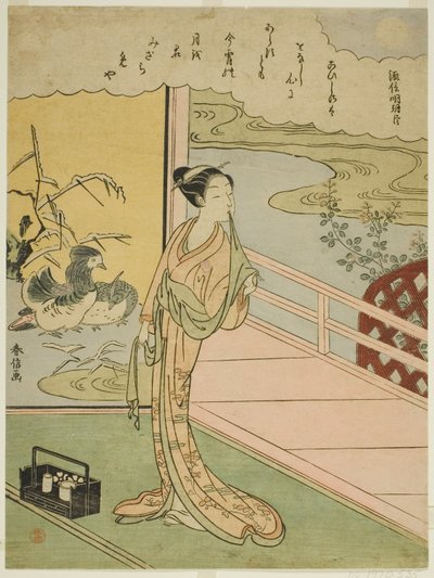 Digt af Minamoto no Saneakira Ason, fra en unavngiven serie af seksogtredive udødelige digtere af Suzuki Harunobu