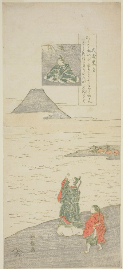 Digt af Otomo no Kuronushi, fra serien "Seks berømte digtere (Rokkasen)" af Suzuki Harunobu