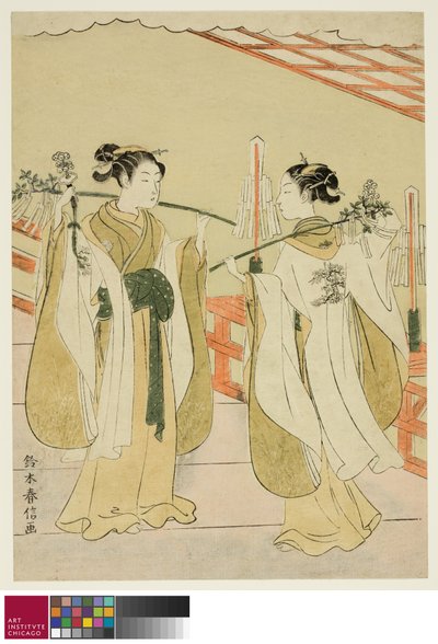 Sh linje hvert felts bølgeplan d første gruppe ny g ved Yushima Tenjin Sh linje, ca. 1769 af Suzuki Harunobu