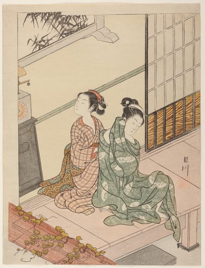 The Evening Bell of the Clock (Tokei no bansho), fra serien "Eight Views of the Parlour (Zashiki hakkei)" af Suzuki Harunobu