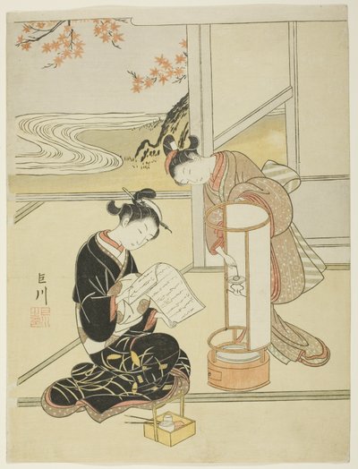 The Evening Glow of a Lamp (Andon no sekisho), fra serien "Eight Views of the Parlour (Zashiki hakkei)" af Suzuki Harunobu