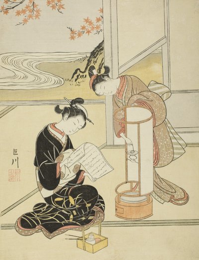 En Lampes Aftenskær af Suzuki Harunobu