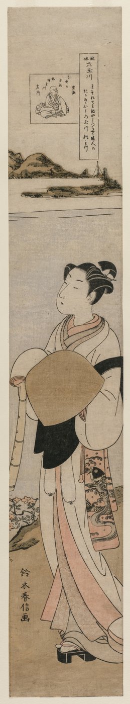 Præsten Kukai ved Tama-floden ved Mt. Koya (fra serien The Six Tama Rivers in Everyday Life) af Suzuki Harunobu