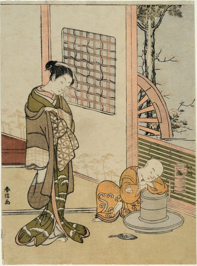 The Sleeping Tea-Boy (parodi på Hokaso) af Suzuki Harunobu