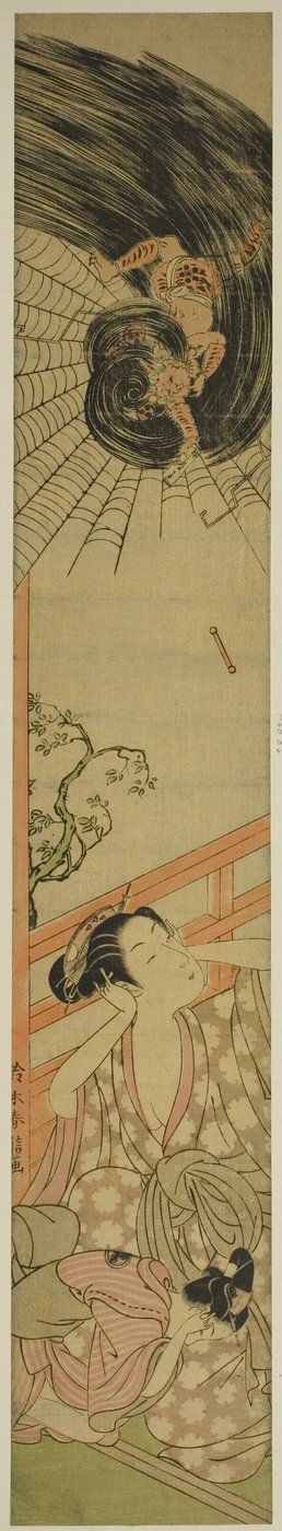 The Smitten Thunder God, der leverer et kærlighedsbrev til en kurtisane af Suzuki Harunobu