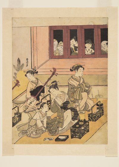 The Watchers and the Watched (træblok i farver) af Suzuki Harunobu