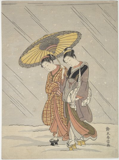 To kvinder i en storm af Suzuki Harunobu