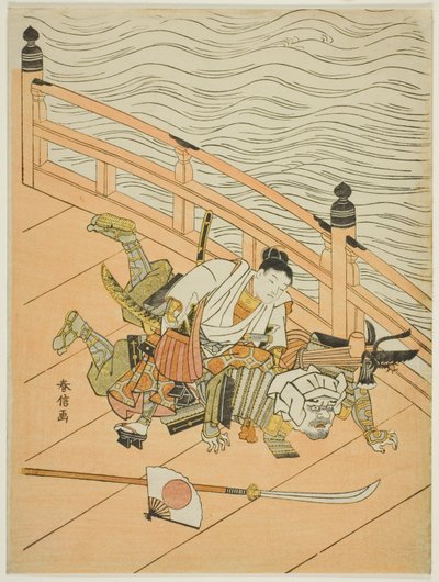 Ushiwakamaru Idé d Benkei Fighchin g Lyd Gensidig hjælp B grund af Suzuki Harunobu
