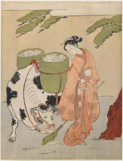 Visuel parodi på en oksehyrde af Suzuki Harunobu