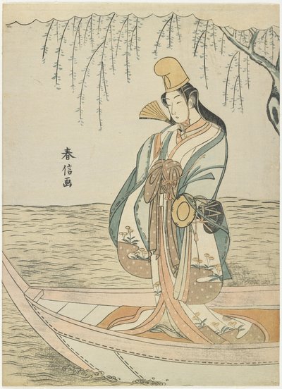 Kvinde i en Asazuma-båd i skikkelse af Shirabyo_shi, ca. 1767 af Suzuki Harunobu