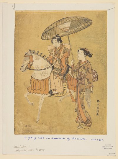 Ung Adelsmand til Hest af Suzuki Harunobu