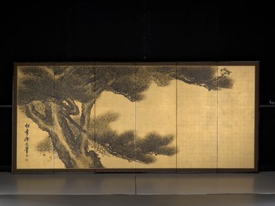 Aged Dragons (blæk og farve på bladguld over papir) af Suzuki Shōnen