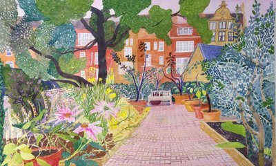 Garden of Medicinal Plants, Chelsea Physic Garden 2022 (akvarel på papir) af Suzy Fasht