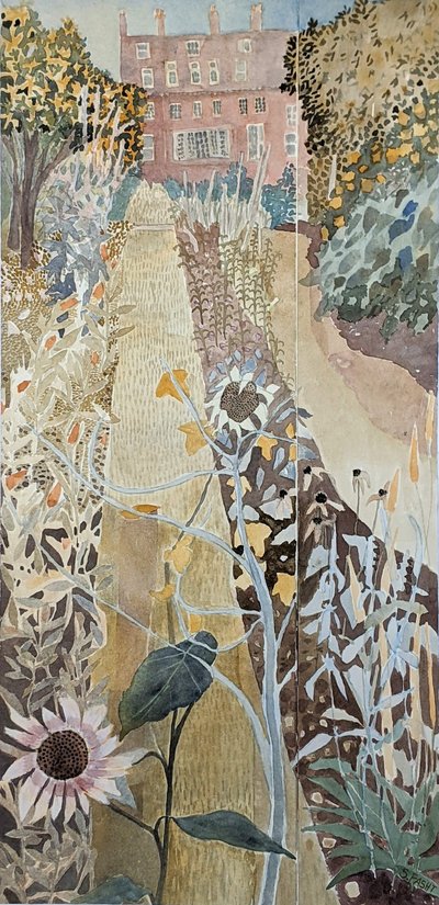 Late Summer Garden, 2020 (akvarel på papir) af Suzy Fasht