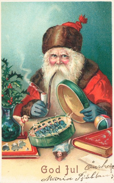 Svensk julekort (farvelitografi) af Swedish School
