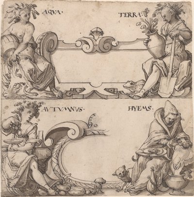 Vand og Jord/Efterår og Vinter af Swiss 16th Century