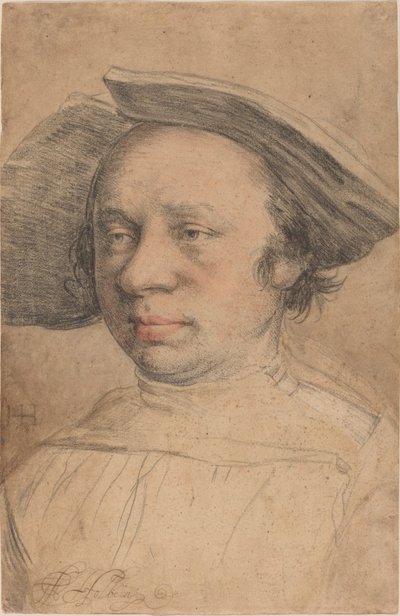 Portræt af en mand i bredskygget hat af Swiss 16th Century after Hans Holbein the Younger