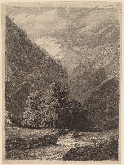 bjergrigt landskab af Swiss 19th Century