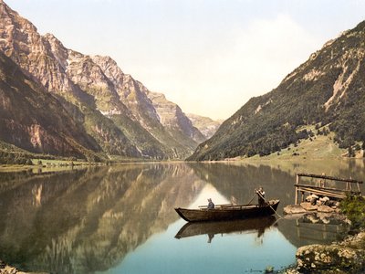 Klöntalersee, Glarus, Schweiz, pub. ca. 1900 af Swiss Photographer