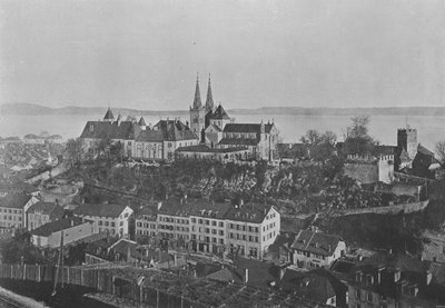 Neuchatel, Chateau og Collegiate Church (s/h-billede) af Swiss Photographer