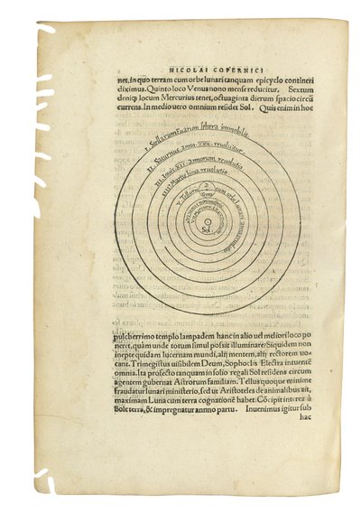 "De Revolutionibus Orbium Coelestium" by Nicolaus Copernicus and "De Libris Revolutionum Nicolai Copernici Narratio Prima" by Georg Johan Rheticus, two works in one volume, Basel, 1566-67dani af Swiss School