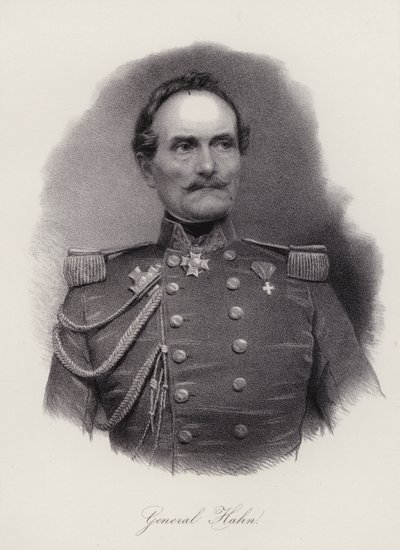 Emanuel Hahn, schweizisk general (gravering) af Swiss School