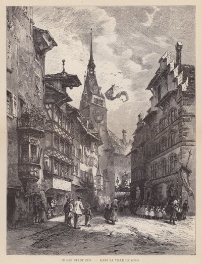 I byen Zug, Dans la Ville de Zoug (gravering) af Swiss School
