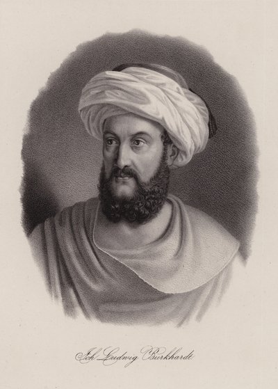 Johann Ludwig Burckhardt, schweizisk rejsende og geograf (gravering) af Swiss School