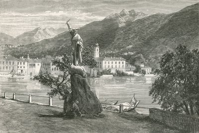 Lugano, med statuen af Tell af Vela af Swiss School