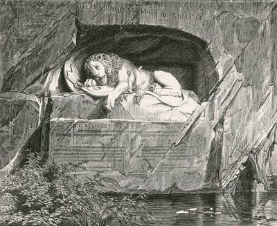 Monument i Luzern til de schweiziske garder, der faldt, mens de forsvarede den franske kongefamilie, 10. august 1792 af Swiss School